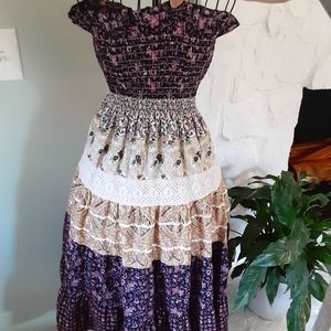Cottage core vintage style strapless dress size M